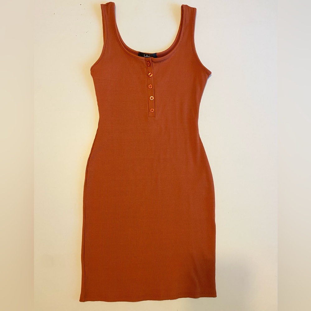 NWT Lulu’s Rust Ribbed Bodycon Mini Dress